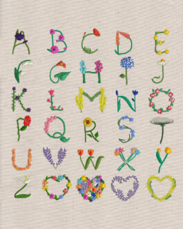 Dessin de la collection de broderie Alphabet Fleur